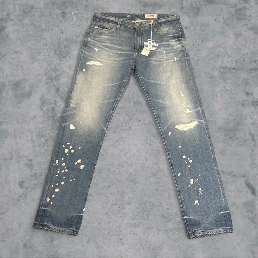 Adriano Goldschmied Mens Blue Denim Tellis Modern Slim Fit Jeans Size 36x33